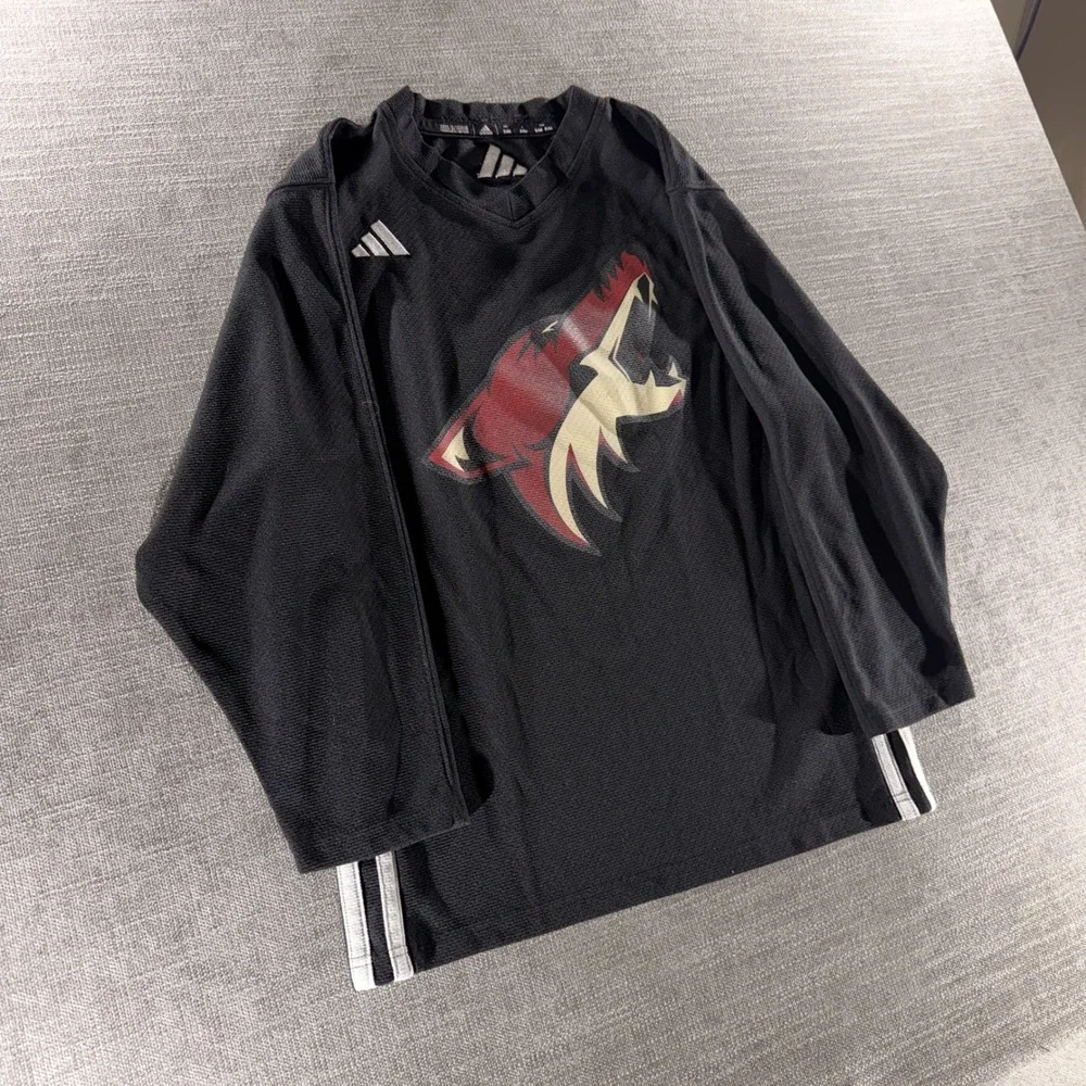 Adidas‎ Arizona Coyotes Hockey Jersey Youth S/M Black Excellent Sponsor Logos
